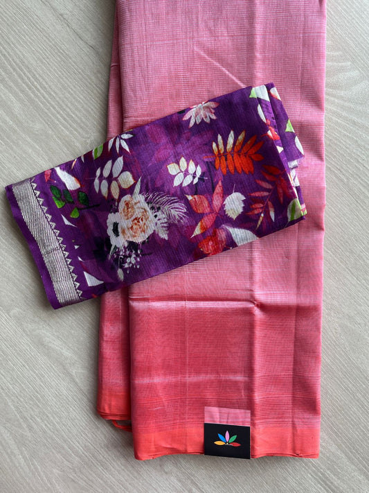 Handloom Mangalagiri Silk Cotton Saree with Digital Printed Blouse Fabric -28591