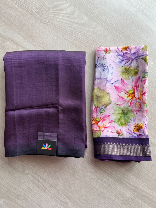 Handloom Mangalagiri Silk Cotton Saree with Digital Printed Blouse Fabric -28592