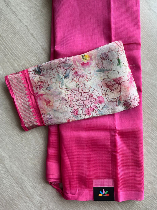 Handloom Mangalagiri Silk Cotton Saree with Digital Printed Blouse Fabric -28593