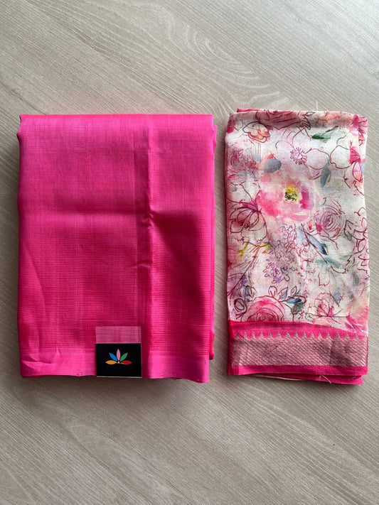 Handloom Mangalagiri Silk Cotton Saree with Digital Printed Blouse Fabric -28593