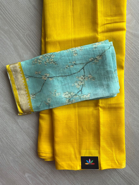 Handloom Mangalagiri Silk Cotton Saree with Digital Printed Blouse Fabric -28594