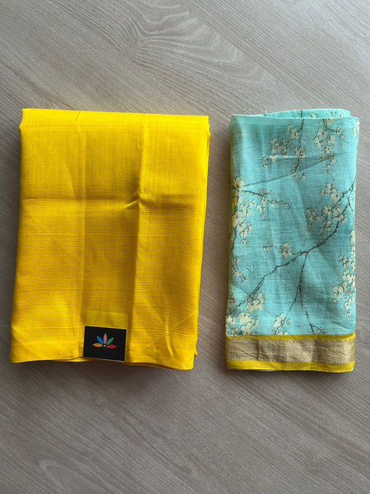 Handloom Mangalagiri Silk Cotton Saree with Digital Printed Blouse Fabric -28594