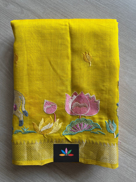 Embroidered Handloom Mangalagiri Silk Cotton Saree-28616