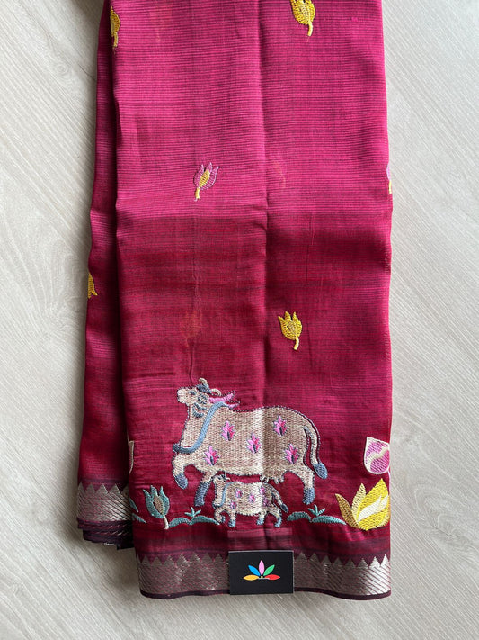 Embroidered Handloom Mangalagiri Silk Cotton Saree-28617