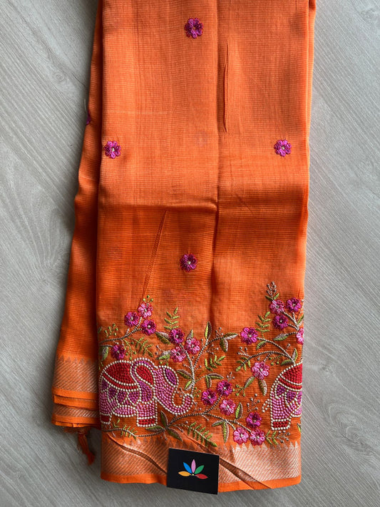 Embroidered Handloom Mangalagiri Silk Cotton Saree-28618