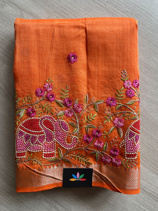 Embroidered Handloom Mangalagiri Silk Cotton Saree-28618