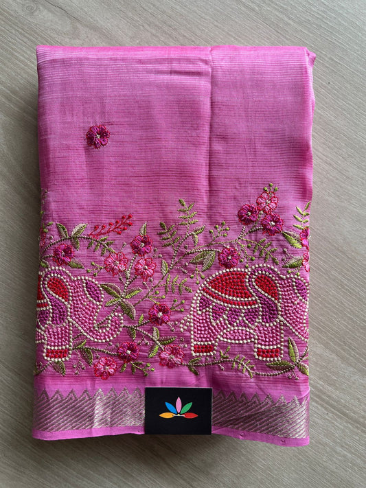 Embroidered Handloom Mangalagiri Silk Cotton Saree-28619