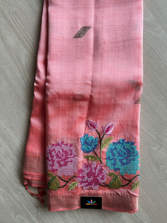 Embroidered Handloom Mangalagiri Silk Cotton Saree-28621