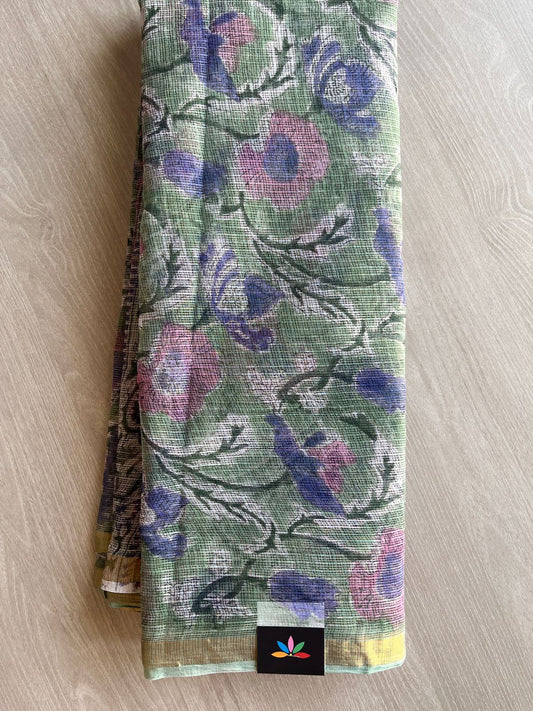 Handblock Printed Kota Doria Saree - 28690