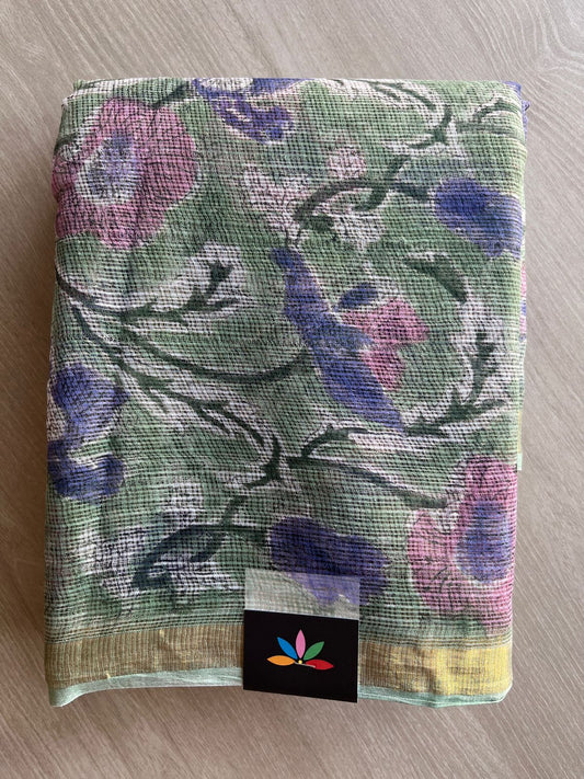 Handblock Printed Kota Doria Saree - 28690