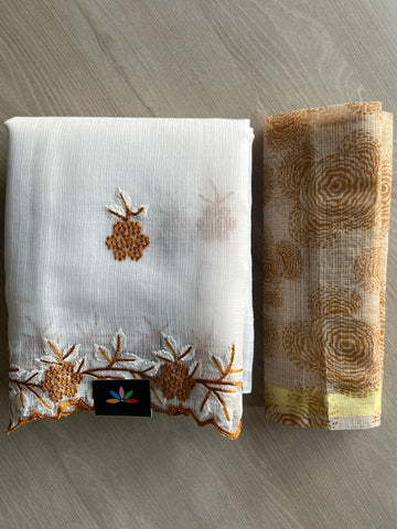 Cutwork Border Embroidered Kota Saree with Blouse-28729-28730