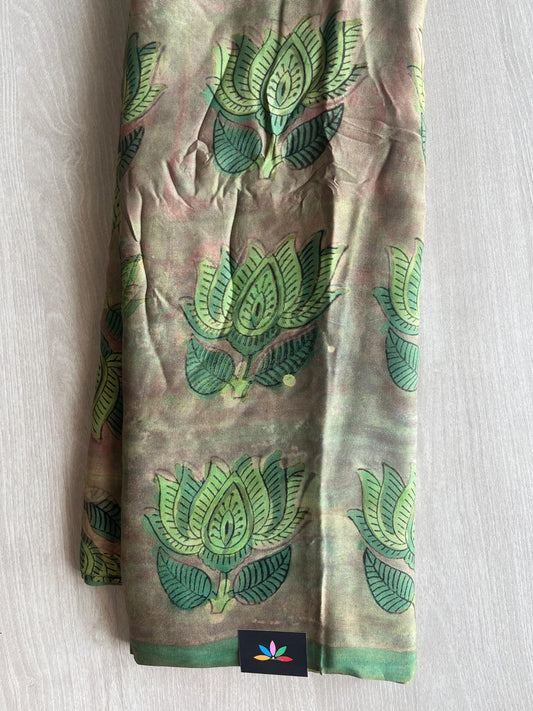 Natural Dye Hand Block Tissue Pallu Modal Silk Saree -28873