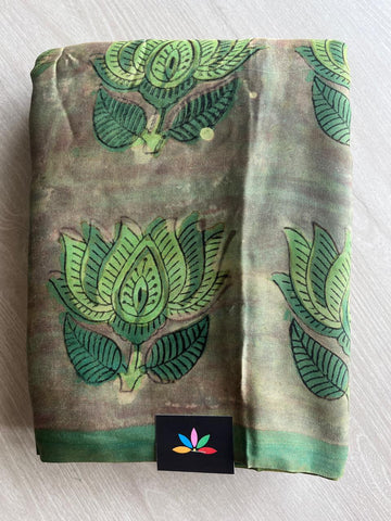 Natural Dye Hand Block Tissue Pallu Modal Silk Saree -28873