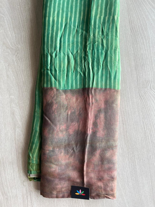 Natural Dye Hand Block Tissue Pallu Modal Silk Saree -28874