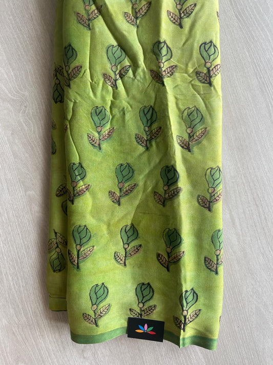 Natural Dye Hand Block Tissue Pallu Modal Silk Saree -28875