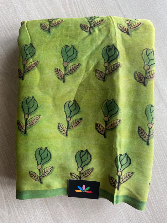 Natural Dye Hand Block Tissue Pallu Modal Silk Saree -28875