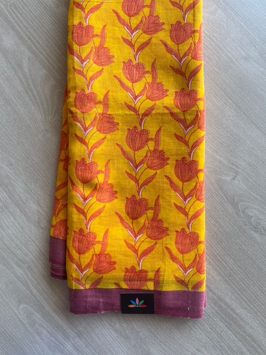 Printed Slub Cotton Saree -28907
