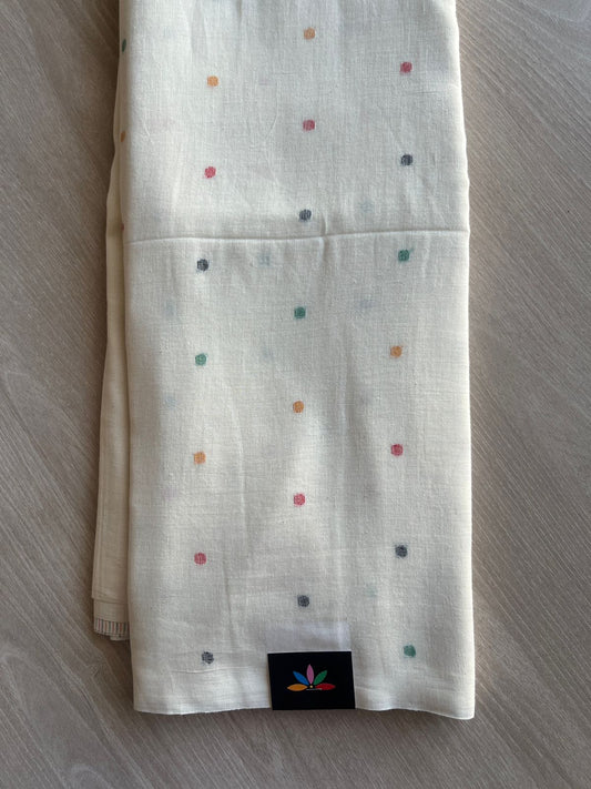Handspun and Handwoven Bengal Soft Cotton Jamdani Saree - 28910