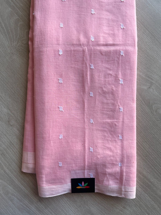 Handspun and Handwoven Bengal Soft Cotton Jamdani Saree - 28911