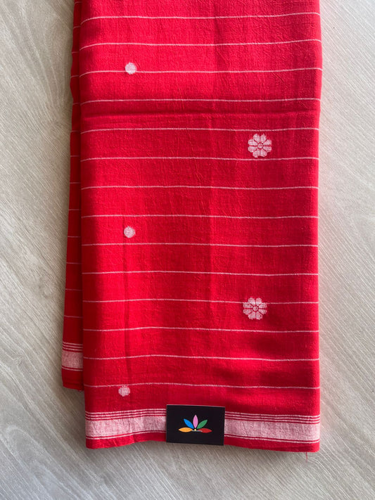 Handspun and Handwoven Bengal Soft Cotton Jamdani Saree - 28914