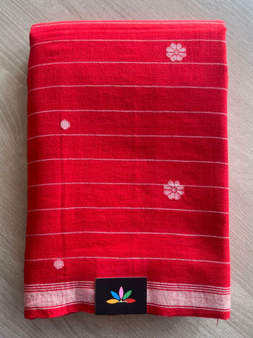 Handspun and Handwoven Bengal Soft Cotton Jamdani Saree - 28914