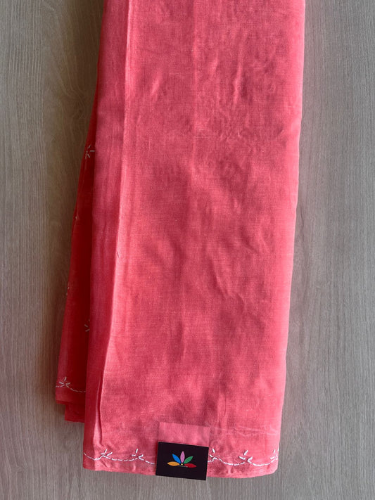 Simple Chikankari Voile Cotton Saree- 28935