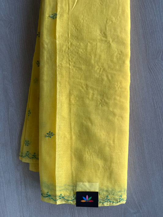 Simple Chikankari Voile Cotton Saree- 28936