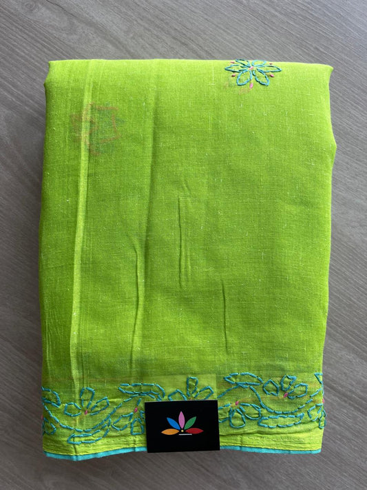 Hand Embroidered Chikankari Voile Cotton Saree-29217