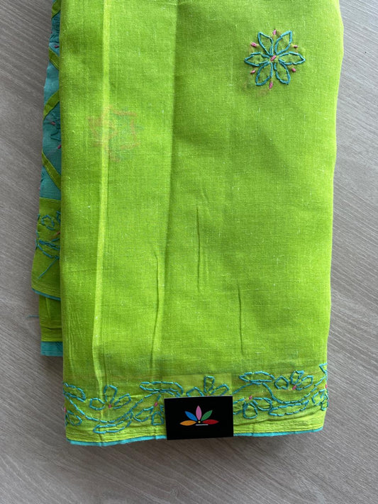 Hand Embroidered Chikankari Voile Cotton Saree-29217