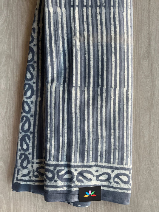 Hand Block Printed Mul Cotton Saree -29053