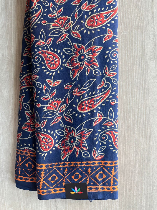 Hand Block Printed Mul Cotton Saree -29054