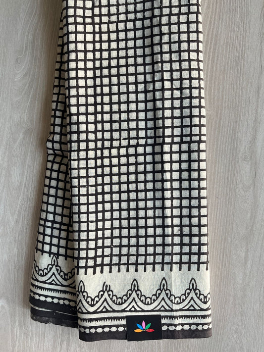 Hand Block Printed Mul Cotton Saree -29055