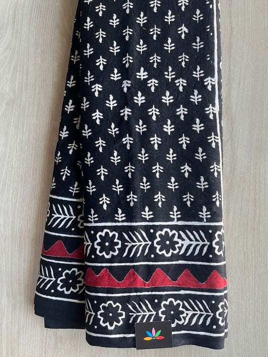 Hand Block Printed Mul Cotton Saree -29056