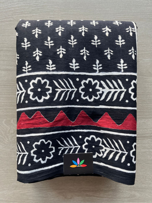 Hand Block Printed Mul Cotton Saree -29056