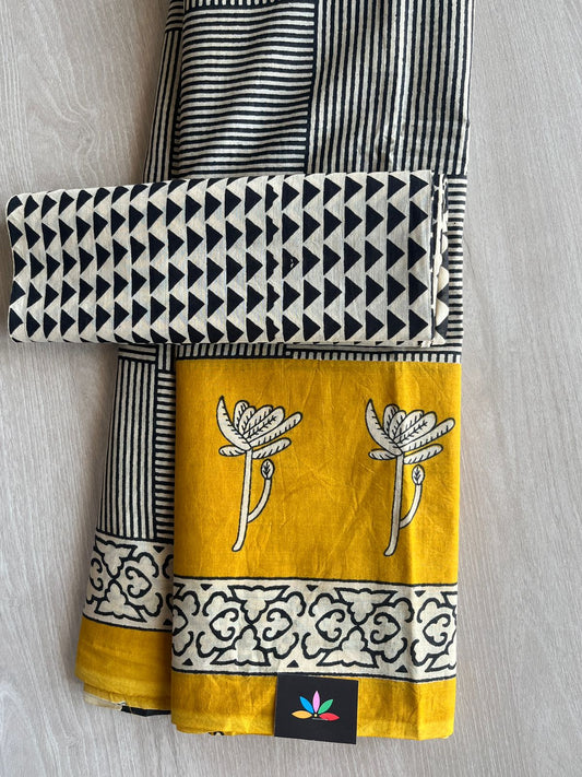 Hand Block Printed Mul Cotton Saree -29061
