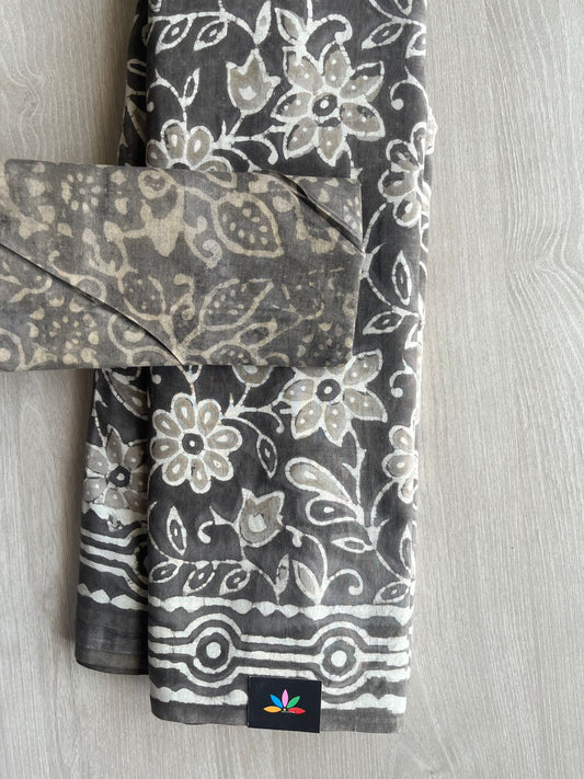 Hand Block Printed Mul Cotton Saree -29024