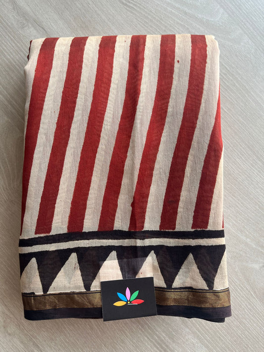 Handblock Printed Chanderi Cotton Silk Saree -29081