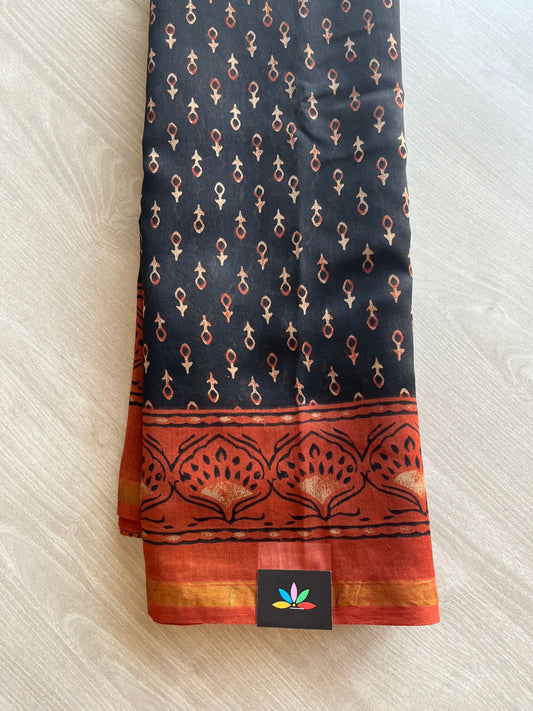 Handblock Printed Chanderi Cotton Silk Saree -29083