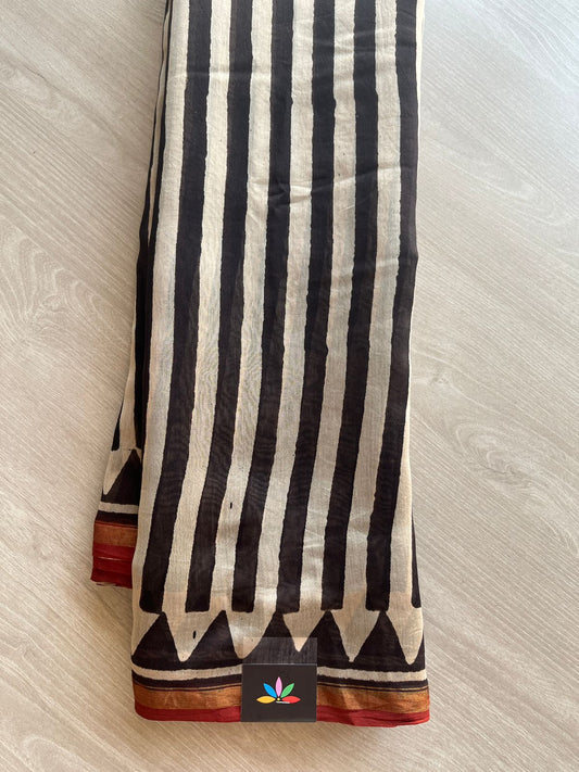 Handblock Printed Chanderi Cotton Silk Saree -29086