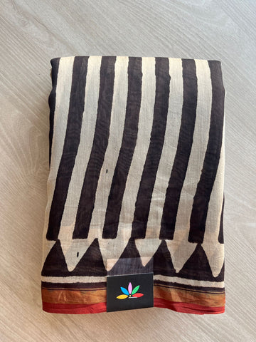 Handblock Printed Chanderi Cotton Silk Saree -29086