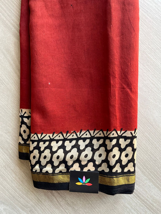 Handblock Printed Chanderi Cotton Silk Saree -29087