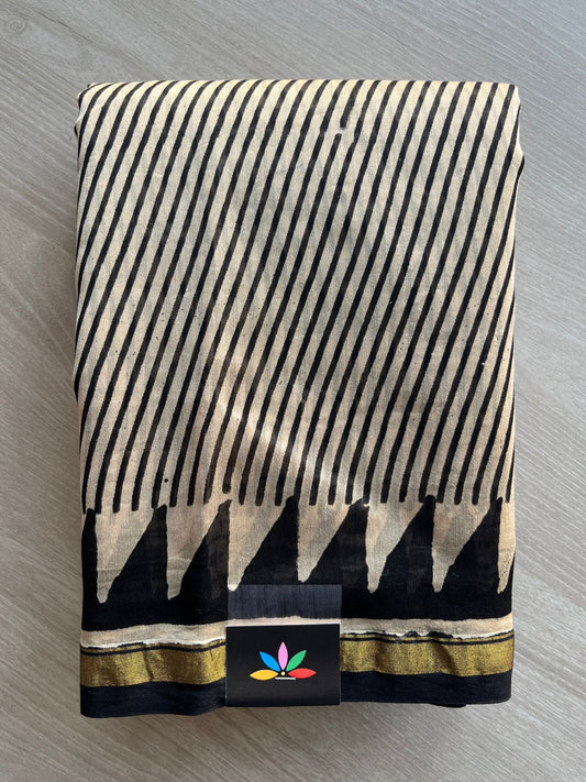 Handblock Printed Chanderi Cotton Silk Saree -29088