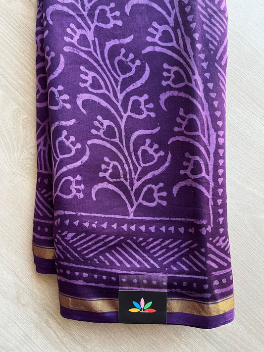 Handblock Printed Chanderi Cotton Silk Saree -29089