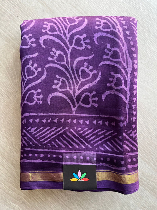 Handblock Printed Chanderi Cotton Silk Saree -29089