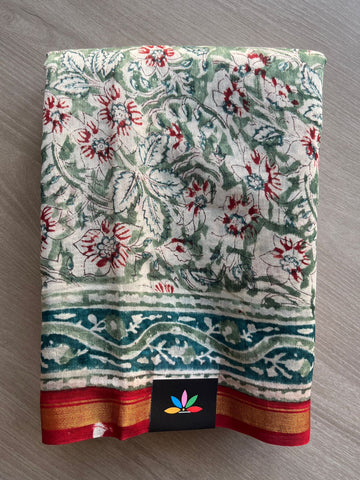 Handblock Printed Chanderi Cotton Silk Saree -29090