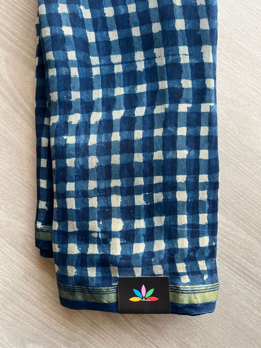 Handblock Printed Chanderi Cotton Silk Saree -29091