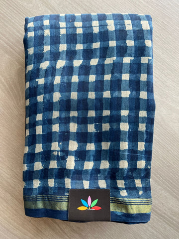 Handblock Printed Chanderi Cotton Silk Saree -29091