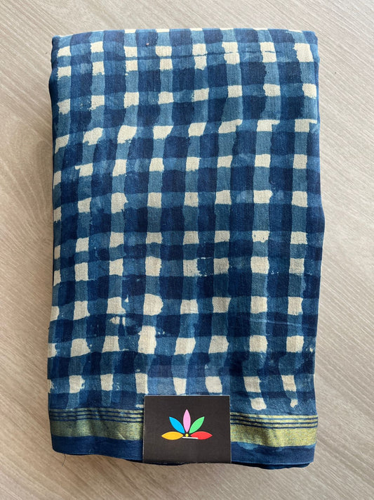 Handblock Printed Chanderi Cotton Silk Saree -29091