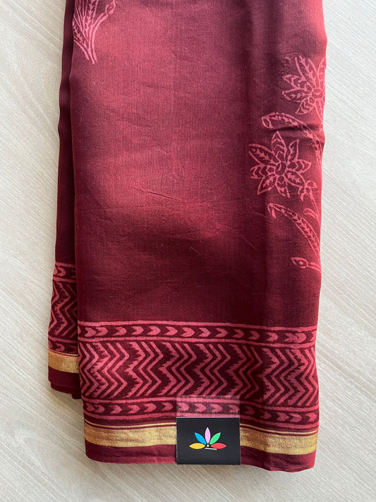 Handblock Printed Chanderi Cotton Silk Saree -29092