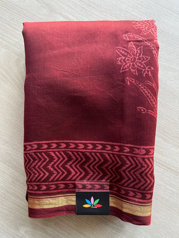 Handblock Printed Chanderi Cotton Silk Saree -29092